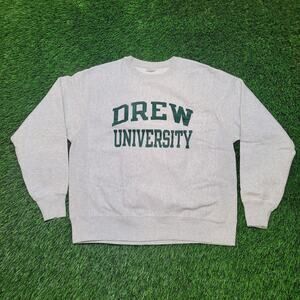 Vintage Champion Reverse Weave Drew University Sweatshirt Medium Heavyweight Y2K